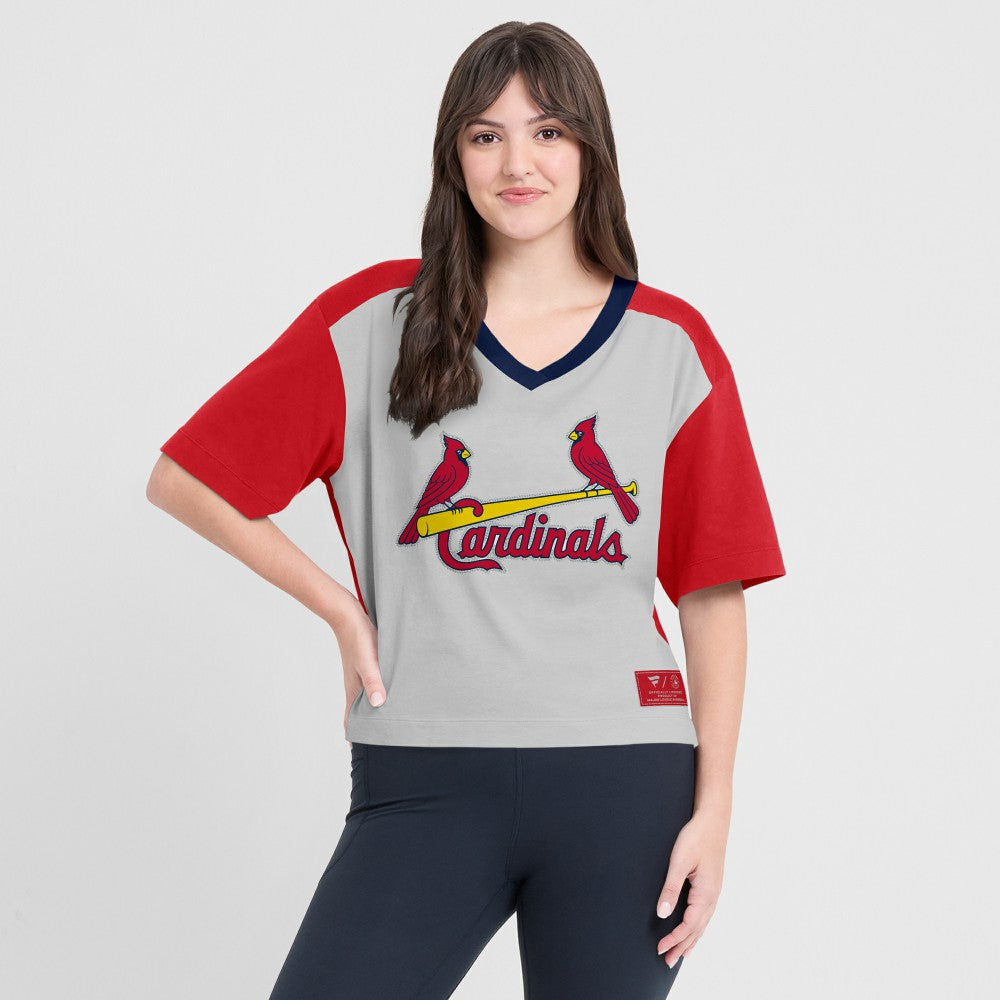 St. Louis Cardinals Fanatics Oversized Race To Win V-Neck T-Shirt - MLB T-shirts