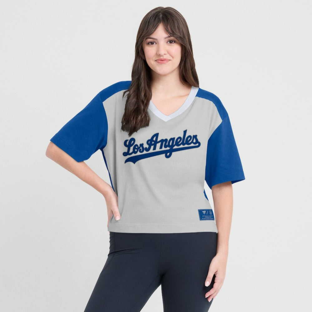 Los Angeles Dodgers Fanatics Oversized Race To Win V-Neck T-Shirt - MLB T-shirts