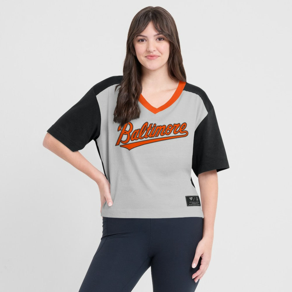 Baltimore Orioles Fanatics Oversized Race To Win V-Neck T-Shirt - MLB T-shirts