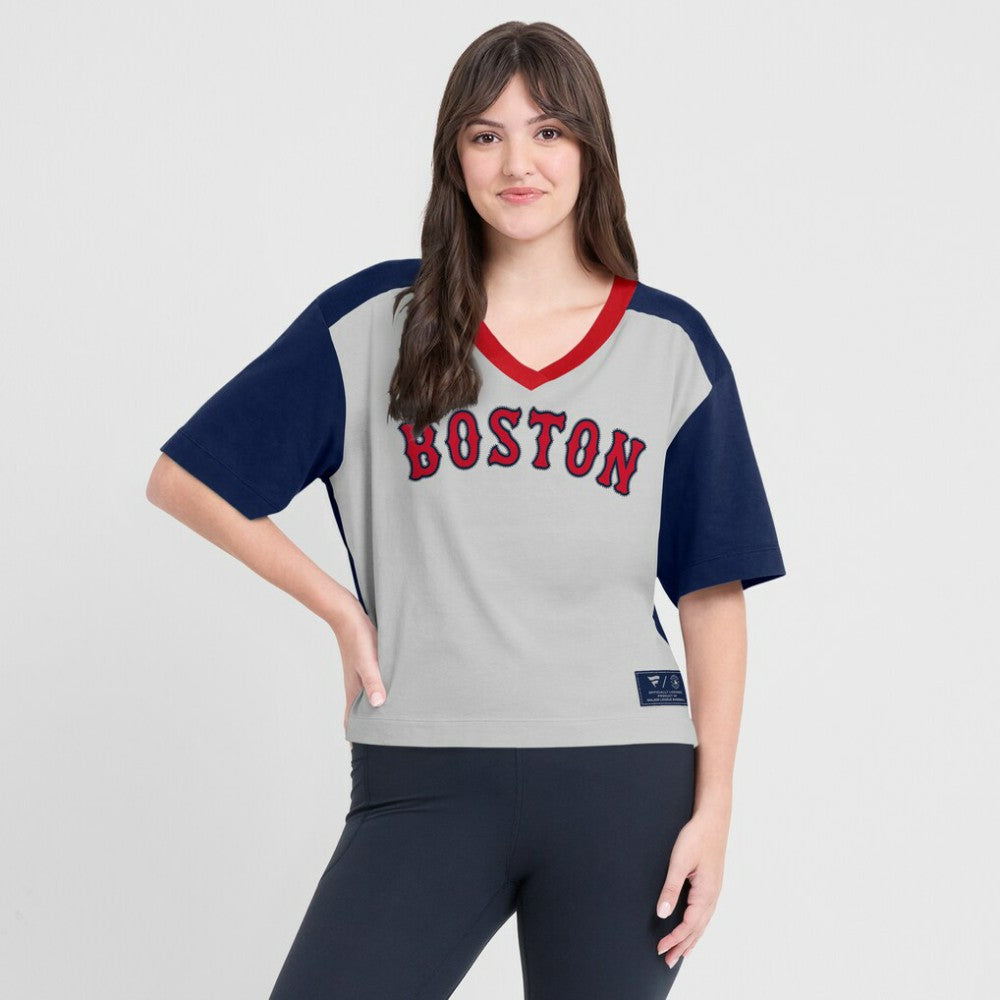Boston Red Sox Fanatics Oversized Race To Win V-Neck T-Shirt - MLB T-shirts