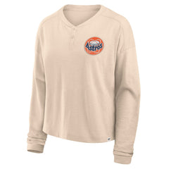 Houston Astros Fanatics Women's Oversized Stadium Slub Long Sleeve Henley T-Shirt - MLB T-shirts