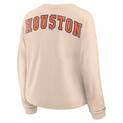 Houston Astros Fanatics Women's Oversized Stadium Slub Long Sleeve Henley T-Shirt - MLB T-shirts