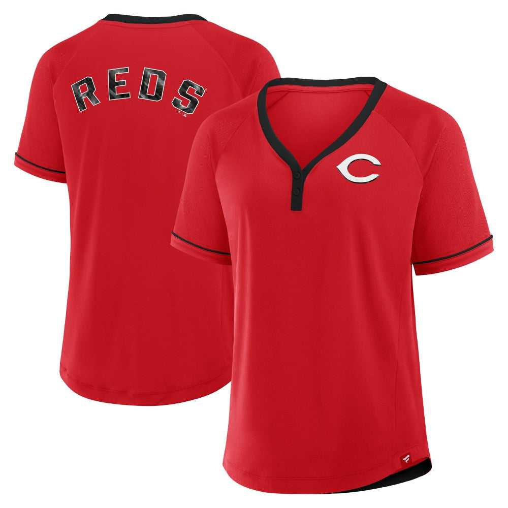 Cincinnati Reds Fanatics Women's League Diva Star Raglan V-Neck T-Shirt - MLB T-shirts