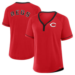 Cincinnati Reds Fanatics Women's League Diva Star Raglan V-Neck T-Shirt - MLB T-shirts