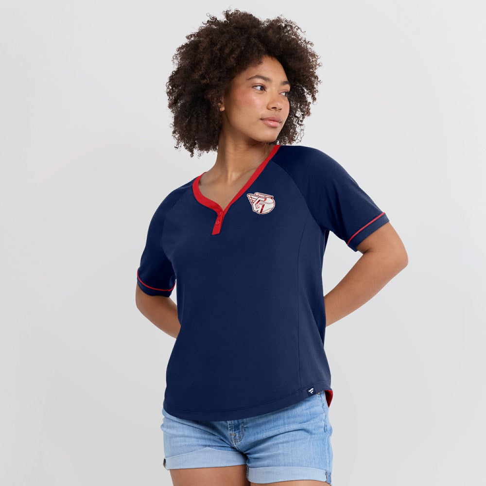 Cleveland Guardians Fanatics Women's League Diva Star Raglan V-Neck T-Shirt - MLB T-shirts