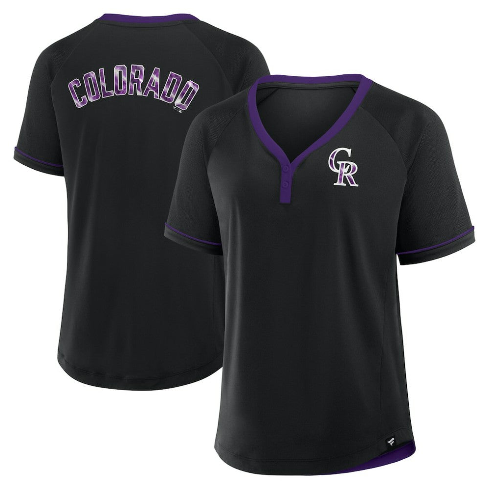 Colorado Rockies Fanatics Women's League Diva Star Raglan V-Neck T-Shirt - MLB T-shirts