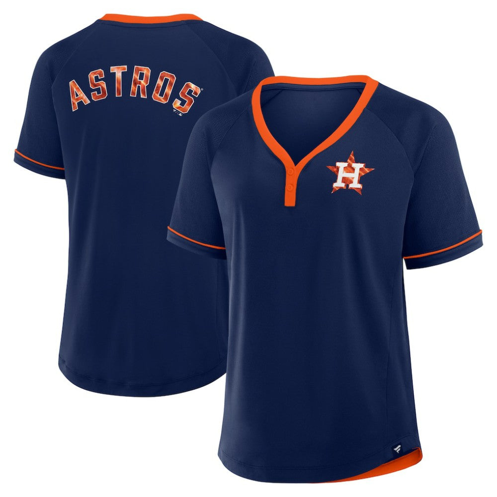 Houston Astros Fanatics Women's League Diva Star Raglan V-Neck T-Shirt - MLB T-shirts