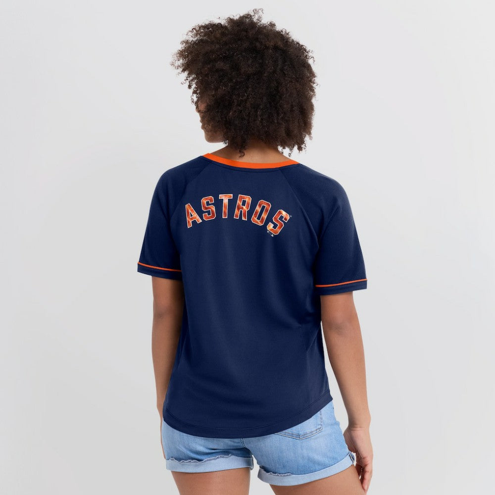 Houston Astros Fanatics Women's League Diva Star Raglan V-Neck T-Shirt - MLB T-shirts