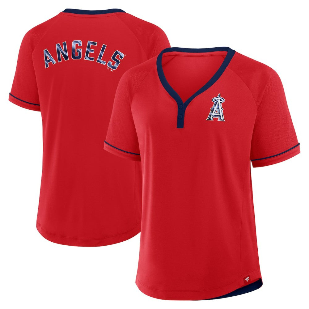 Los Angeles Angels Fanatics Women's League Diva Star Raglan V-Neck T-Shirt - MLB T-shirts