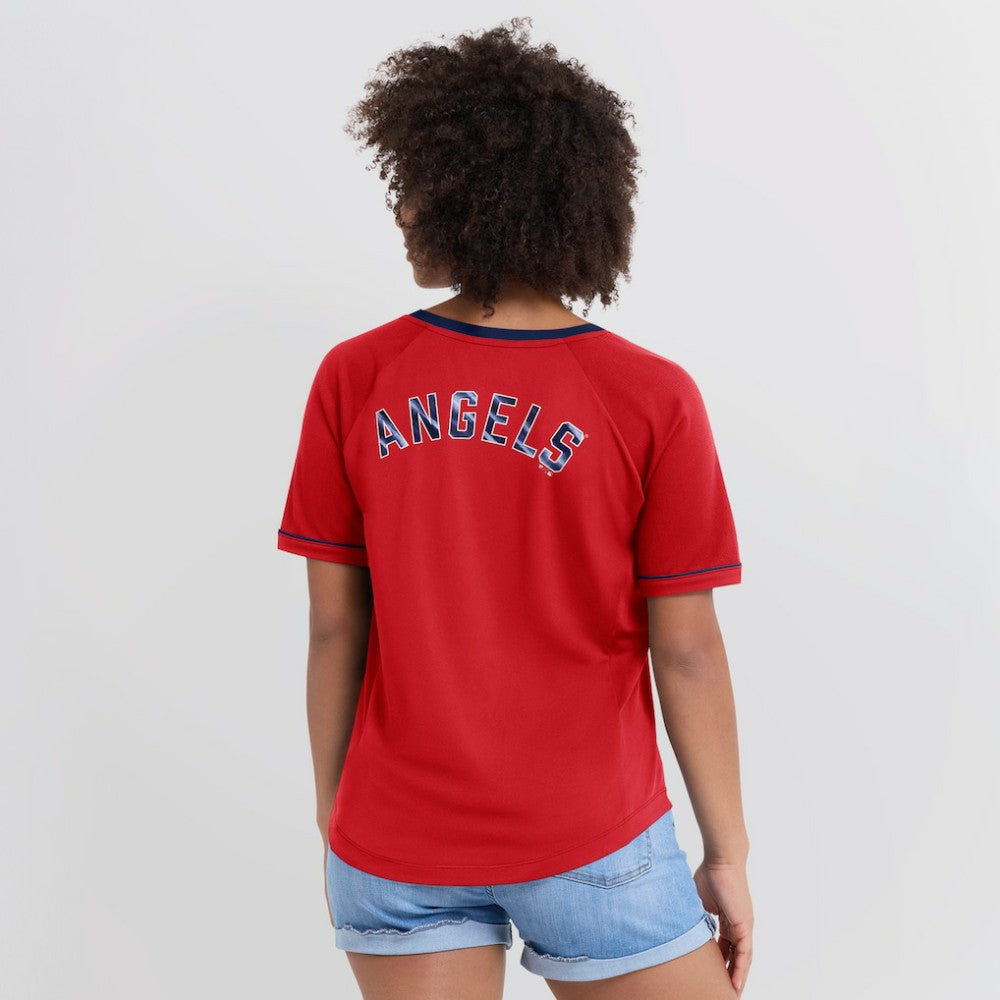 Los Angeles Angels Fanatics Women's League Diva Star Raglan V-Neck T-Shirt - MLB T-shirts