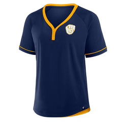 Milwaukee Brewers Fanatics Women's League Diva Star Raglan V-Neck T-Shirt - MLB T-shirts