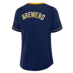 Milwaukee Brewers Fanatics Women's League Diva Star Raglan V-Neck T-Shirt - MLB T-shirts