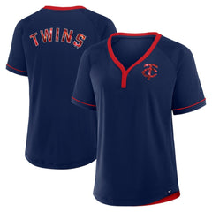 Minnesota Twins Fanatics Women's League Diva Star Raglan V-Neck T-Shirt - MLB T-shirts
