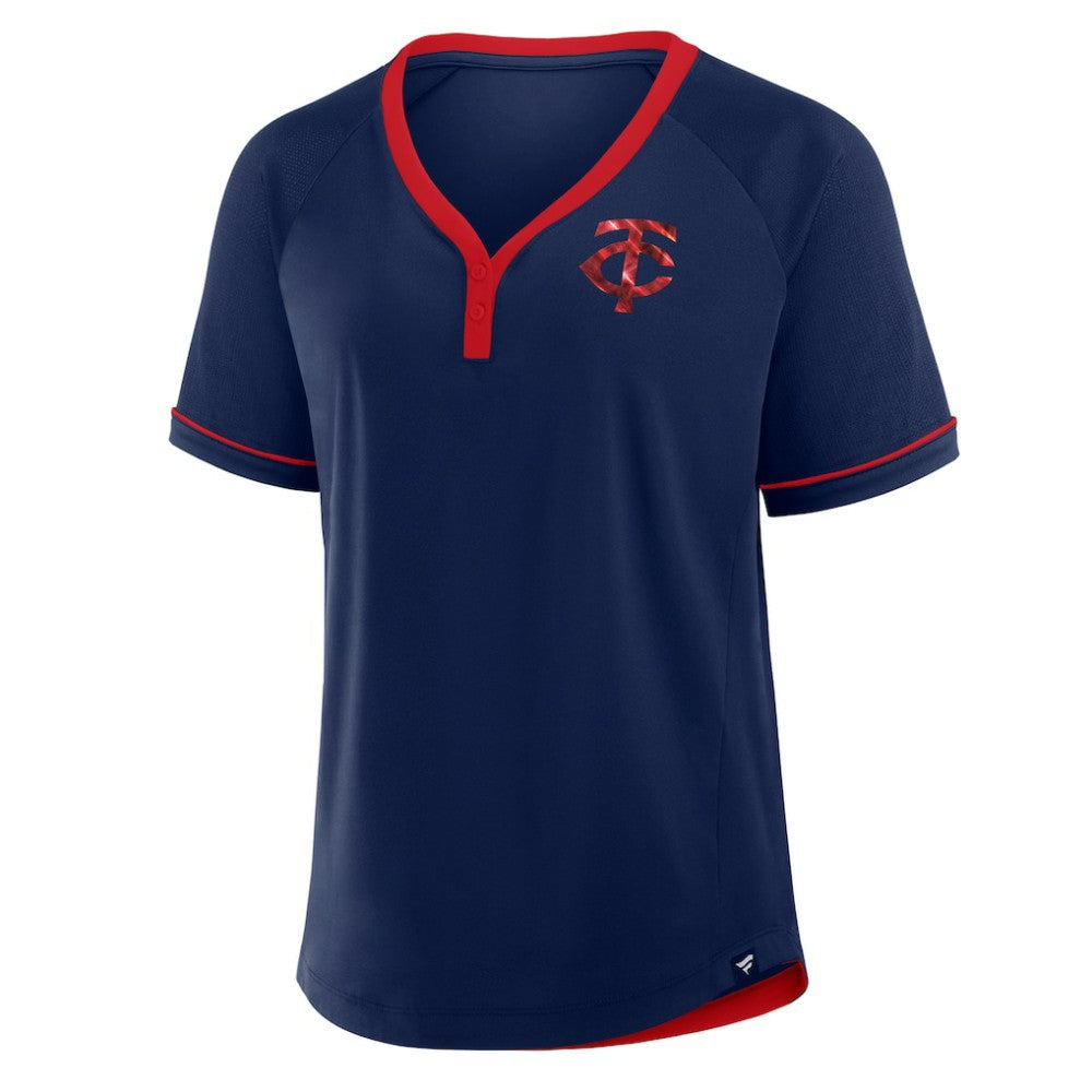 Minnesota Twins Fanatics Women's League Diva Star Raglan V-Neck T-Shirt - MLB T-shirts