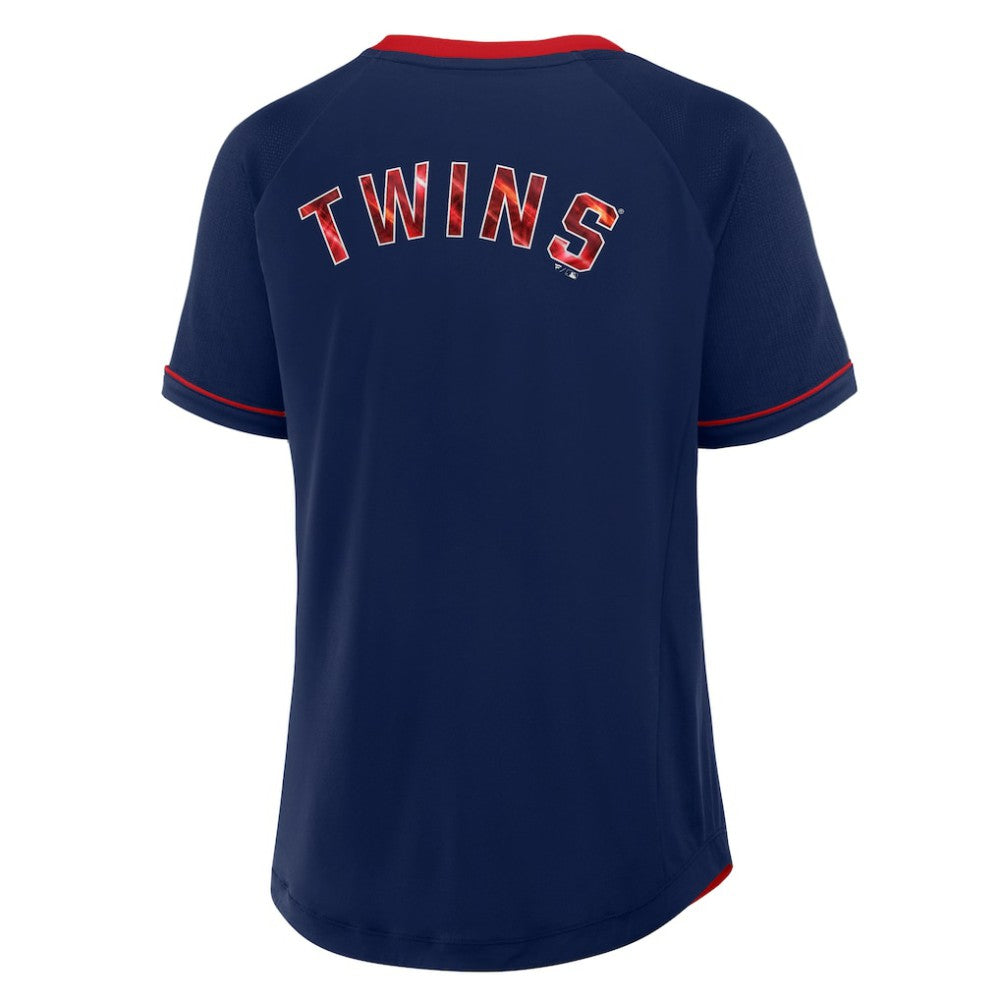 Minnesota Twins Fanatics Women's League Diva Star Raglan V-Neck T-Shirt - MLB T-shirts