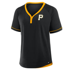 Pittsburgh Pirates Fanatics Women's League Diva Star Raglan V-Neck T-Shirt - MLB T-shirts
