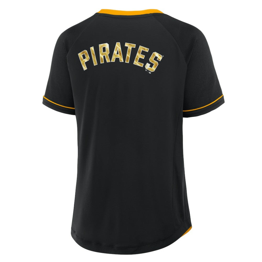 Pittsburgh Pirates Fanatics Women's League Diva Star Raglan V-Neck T-Shirt - MLB T-shirts