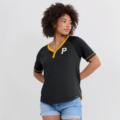 Pittsburgh Pirates Fanatics Women's League Diva Star Raglan V-Neck T-Shirt - MLB T-shirts