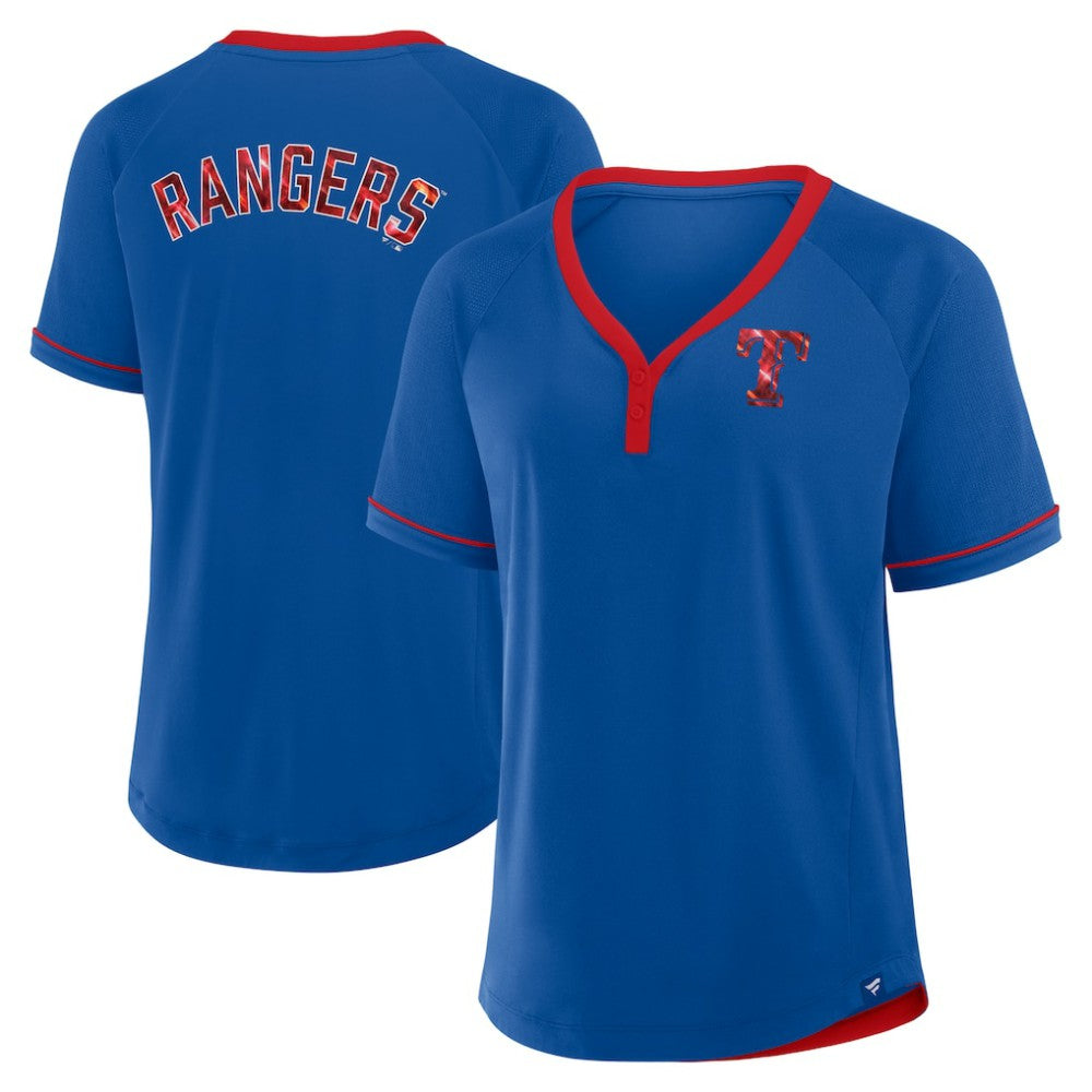 Texas Rangers Fanatics Women's League Diva Star Raglan V-Neck T-Shirt - MLB T-shirts