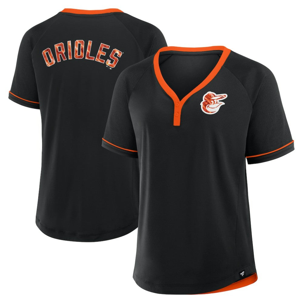 Baltimore Orioles Fanatics Women's League Diva Star Raglan V-Neck T-Shirt - MLB T-shirts