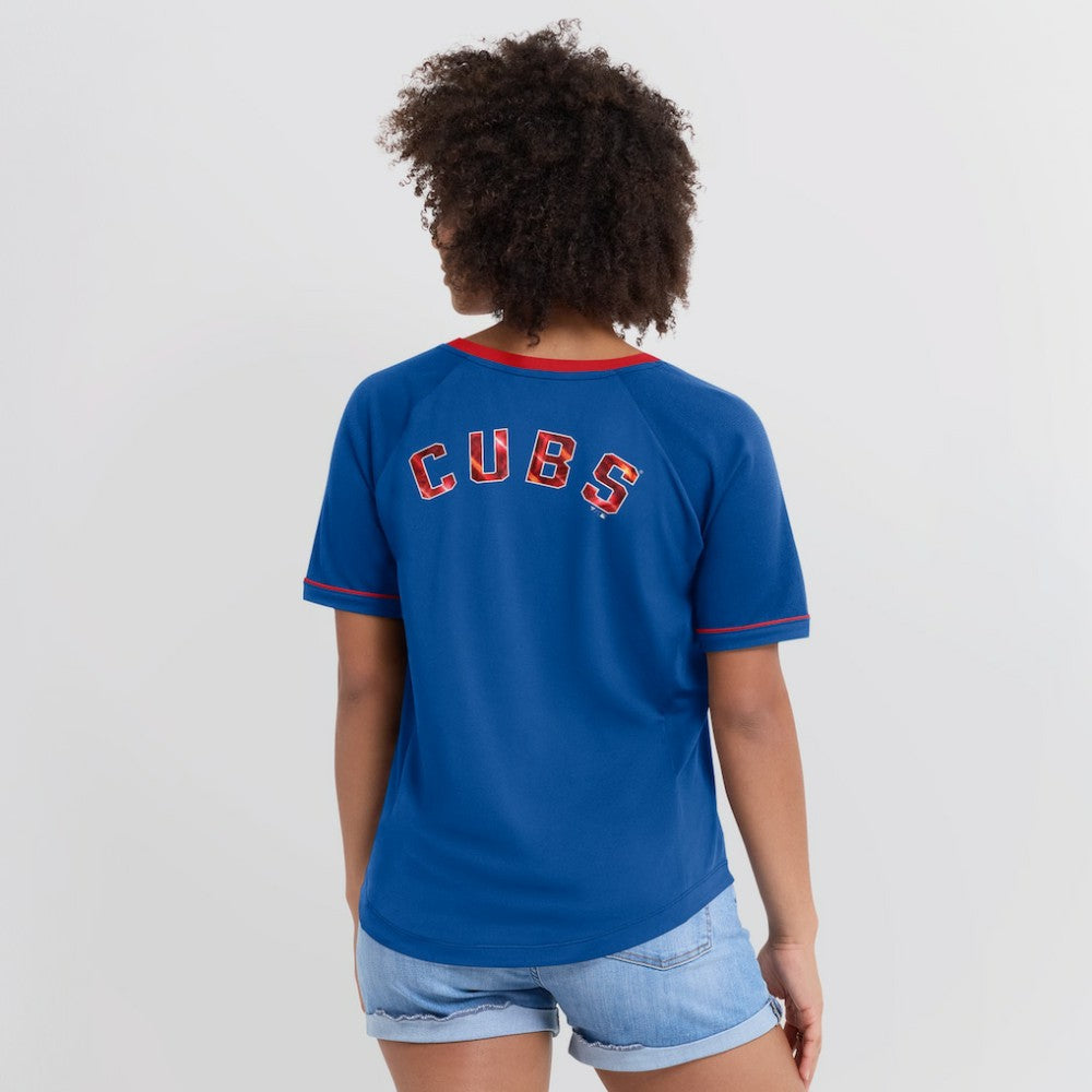 Chicago Cubs Fanatics Women's League Diva Star Raglan V-Neck T-Shirt - MLB T-shirts