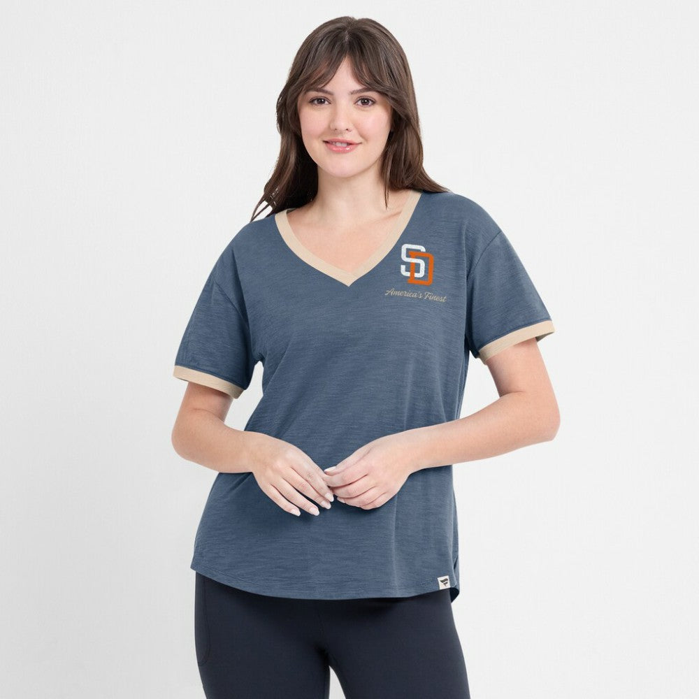 San Diego Padres Fanatics Women's Binge Worthy Stadium Slub V-Neck T-Shirt - MLB T-shirts