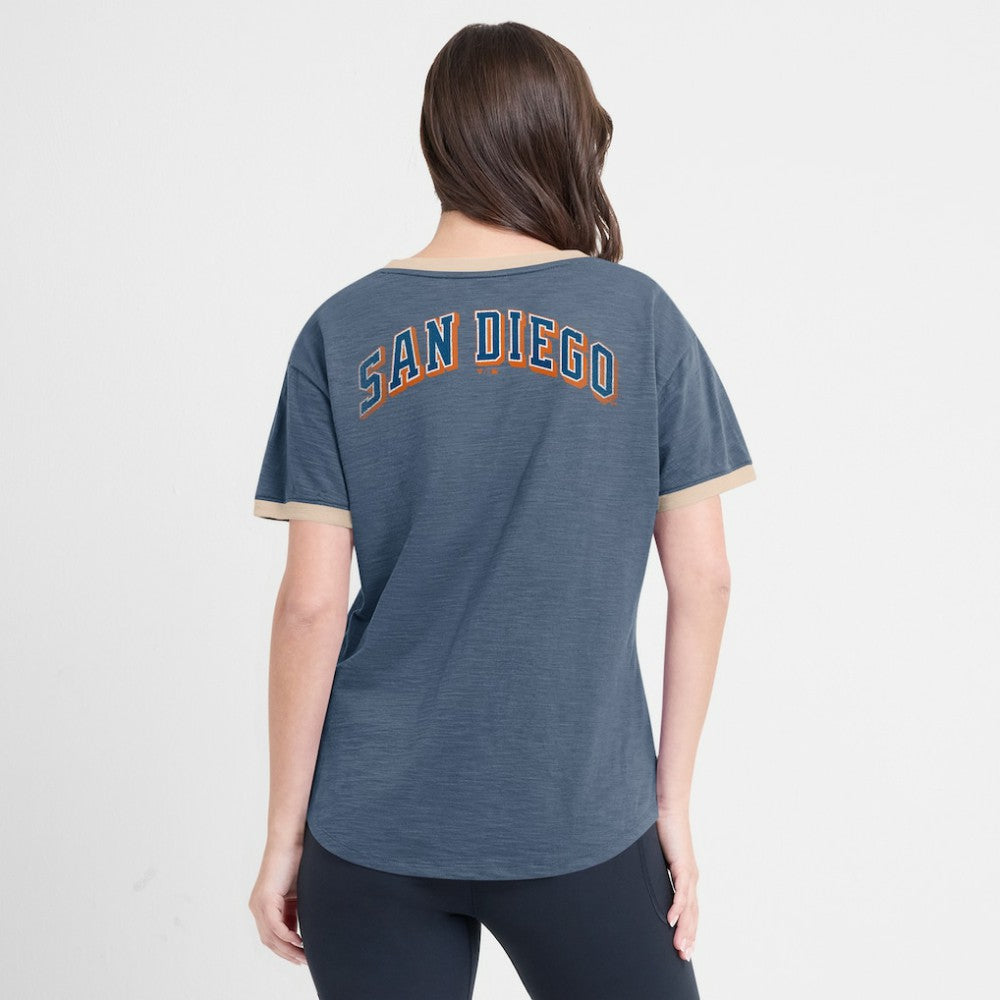 San Diego Padres Fanatics Women's Binge Worthy Stadium Slub V-Neck T-Shirt - MLB T-shirts