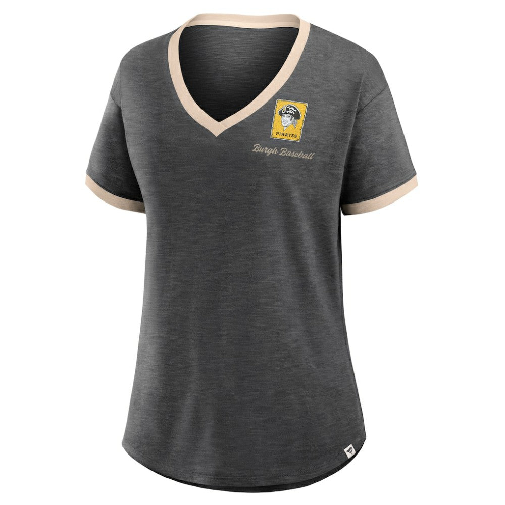 Pittsburgh Pirates Fanatics Women's Binge Worthy Stadium Slub V-Neck T-Shirt - MLB T-shirts