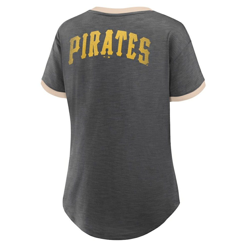 Pittsburgh Pirates Fanatics Women's Binge Worthy Stadium Slub V-Neck T-Shirt - MLB T-shirts