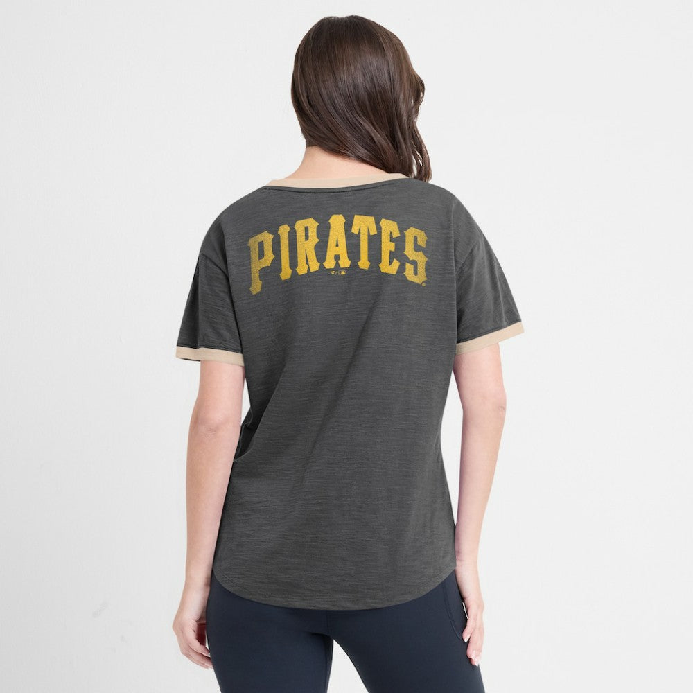 Pittsburgh Pirates Fanatics Women's Binge Worthy Stadium Slub V-Neck T-Shirt - MLB T-shirts