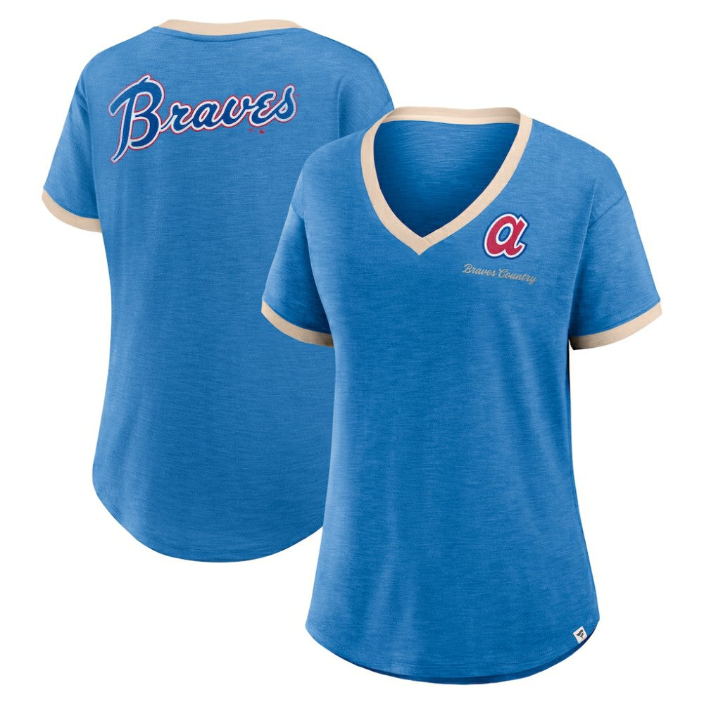 Atlanta Braves Fanatics Women's Binge Worthy Stadium Slub V-Neck T-Shirt - MLB T-shirts