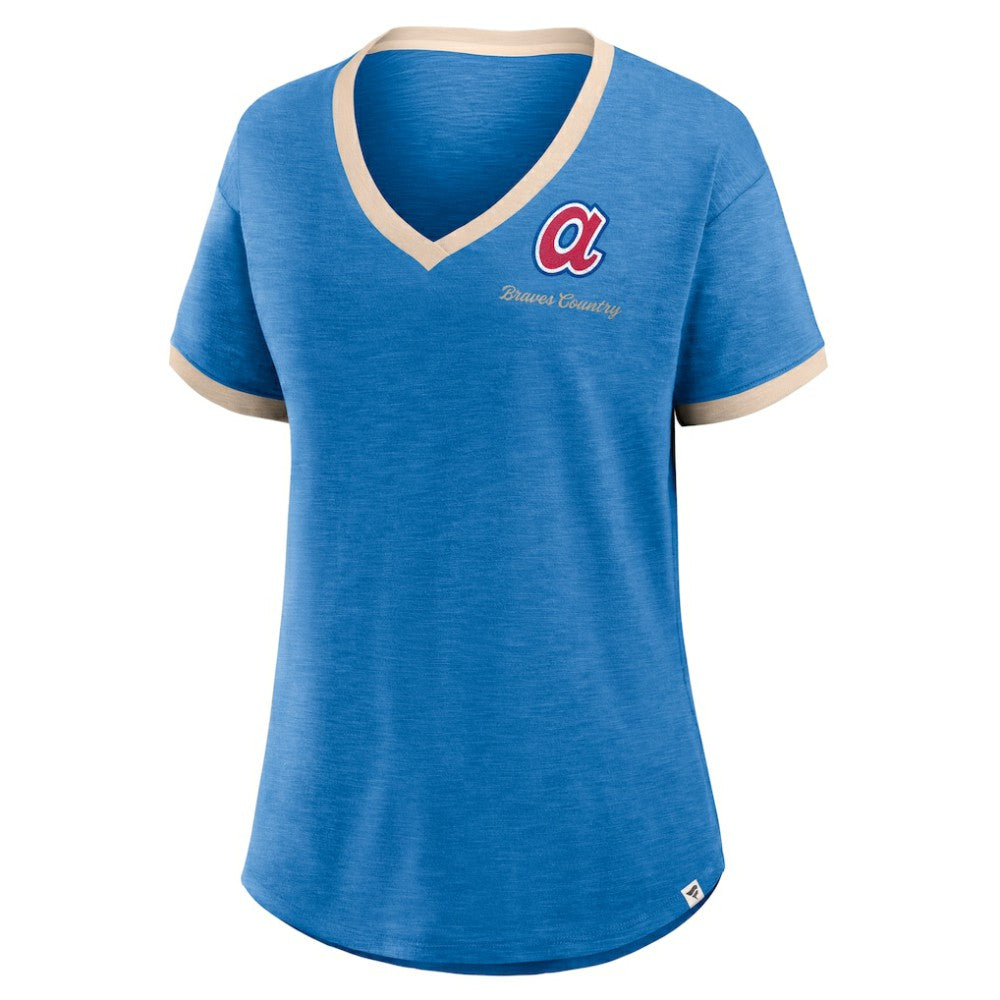 Atlanta Braves Fanatics Women's Binge Worthy Stadium Slub V-Neck T-Shirt - MLB T-shirts
