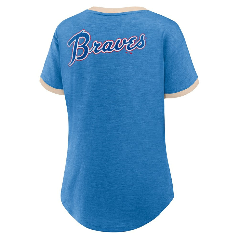 Atlanta Braves Fanatics Women's Binge Worthy Stadium Slub V-Neck T-Shirt - MLB T-shirts