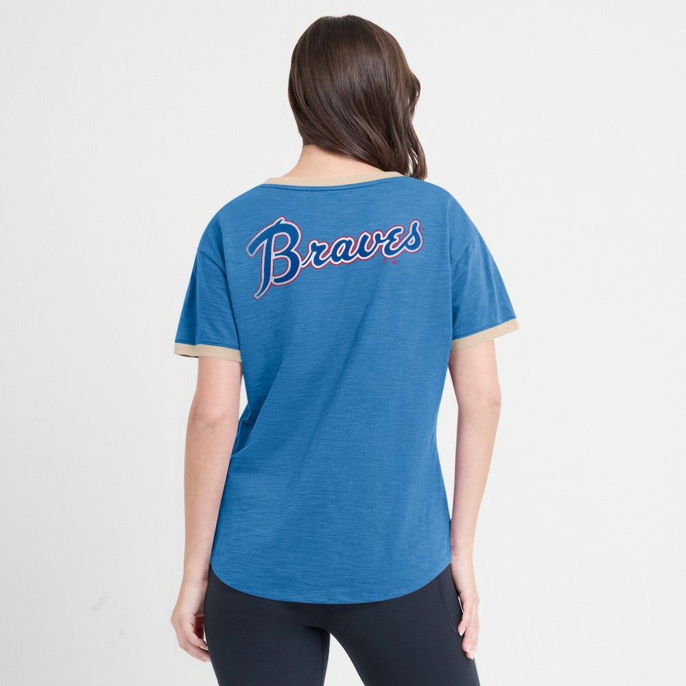 Atlanta Braves Fanatics Women's Binge Worthy Stadium Slub V-Neck T-Shirt - MLB T-shirts