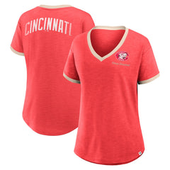Cincinnati Reds Fanatics Women's Binge Worthy Stadium Slub V-Neck T-Shirt - MLB T-shirts