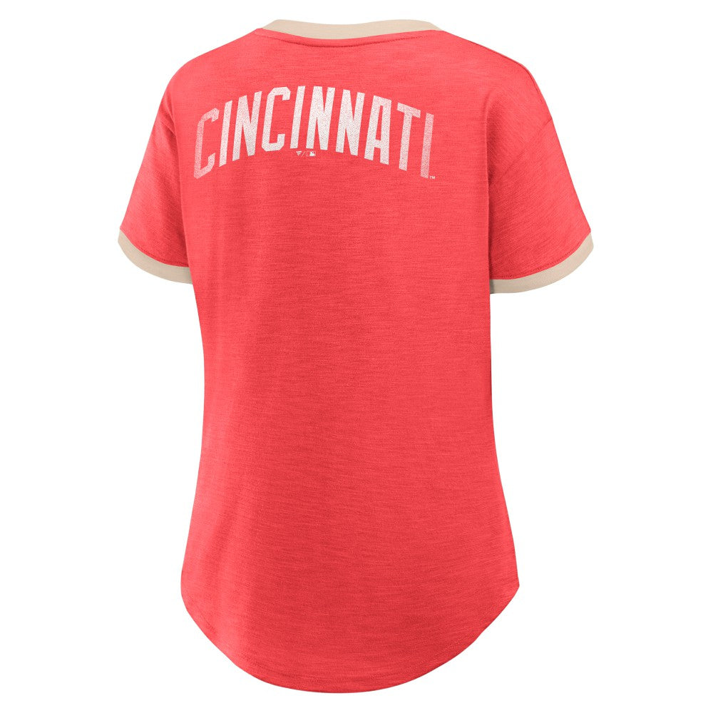 Cincinnati Reds Fanatics Women's Binge Worthy Stadium Slub V-Neck T-Shirt - MLB T-shirts
