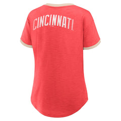 Cincinnati Reds Fanatics Women's Binge Worthy Stadium Slub V-Neck T-Shirt - MLB T-shirts