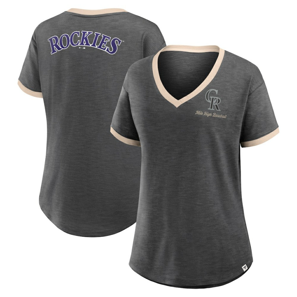 Colorado Rockies Fanatics Women's Binge Worthy Stadium Slub V-Neck T-Shirt - MLB T-shirts