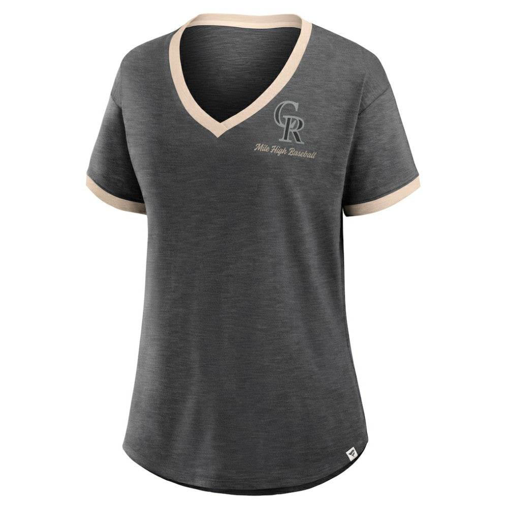 Colorado Rockies Fanatics Women's Binge Worthy Stadium Slub V-Neck T-Shirt - MLB T-shirts