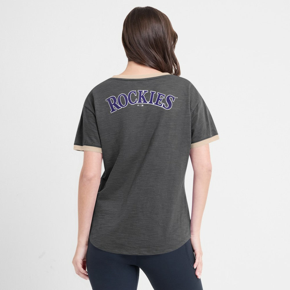 Colorado Rockies Fanatics Women's Binge Worthy Stadium Slub V-Neck T-Shirt - MLB T-shirts