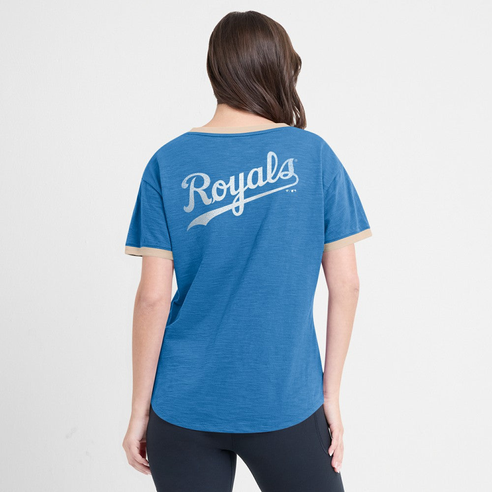 Kansas City Royals Fanatics Women's Binge Worthy Stadium Slub V-Neck T-Shirt - MLB T-shirts
