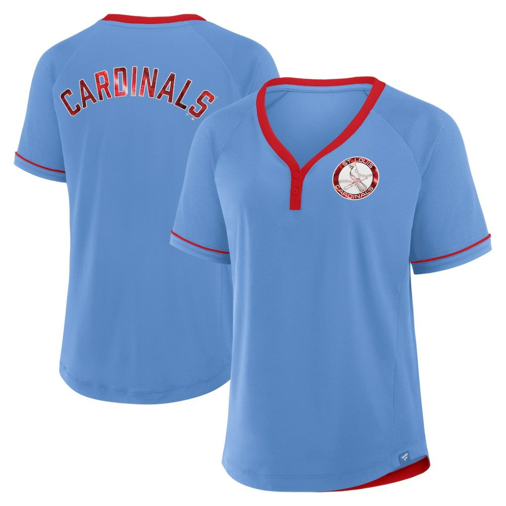 St. Louis Cardinals Fanatics Women's Cooperstown Collection League Diva V-Neck T-Shirt - MLB T-shirts