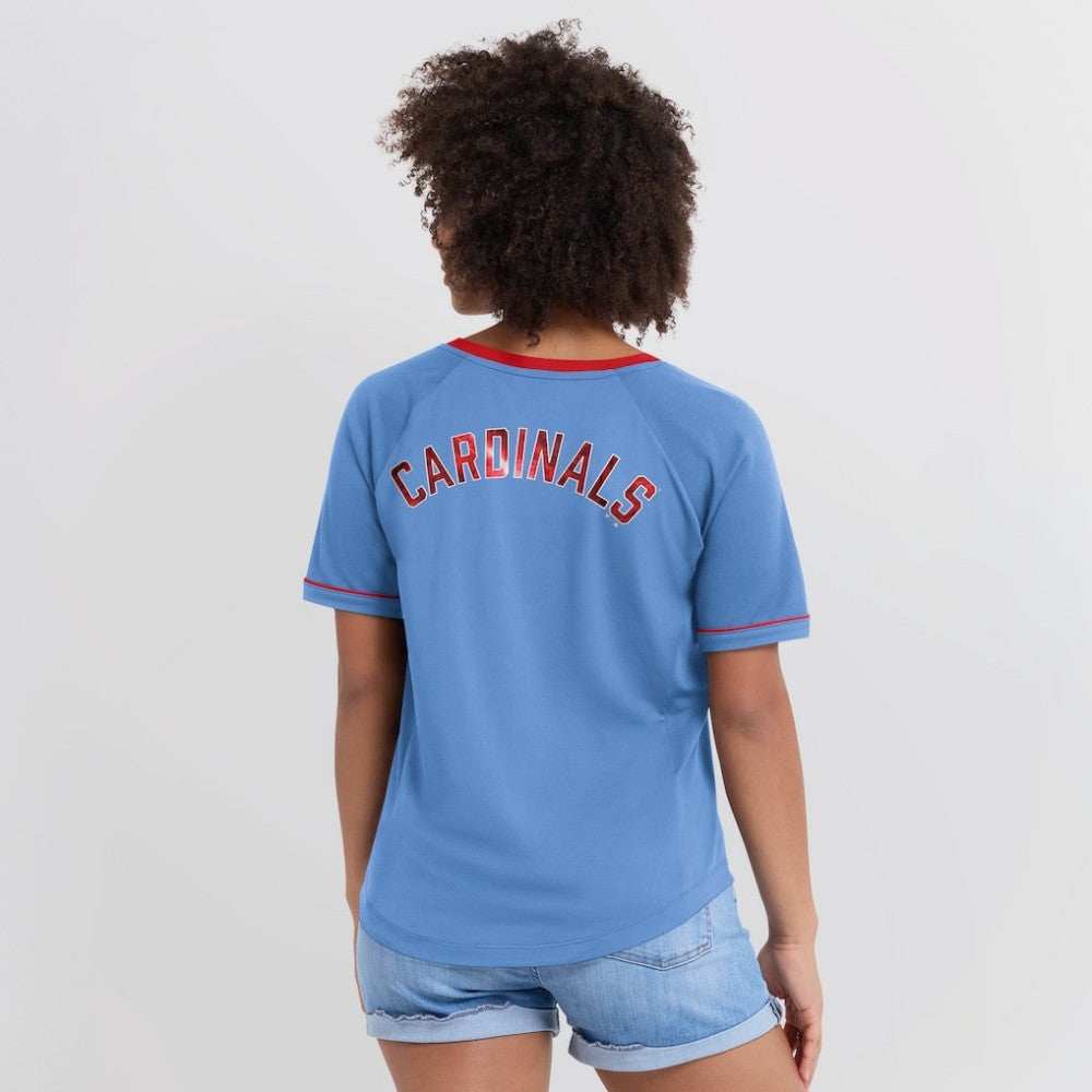 St. Louis Cardinals Fanatics Women's Cooperstown Collection League Diva V-Neck T-Shirt - MLB T-shirts