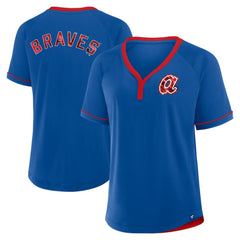 Atlanta Braves Fanatics Women's Cooperstown Collection League Diva Raglan V-Neck T-Shirt - MLB T-shirts