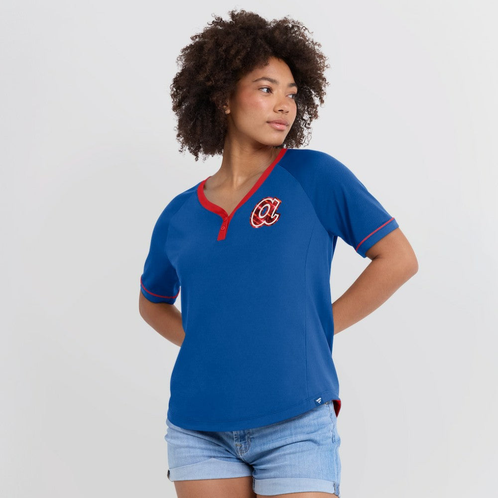Atlanta Braves Fanatics Women's Cooperstown Collection League Diva Raglan V-Neck T-Shirt - MLB T-shirts