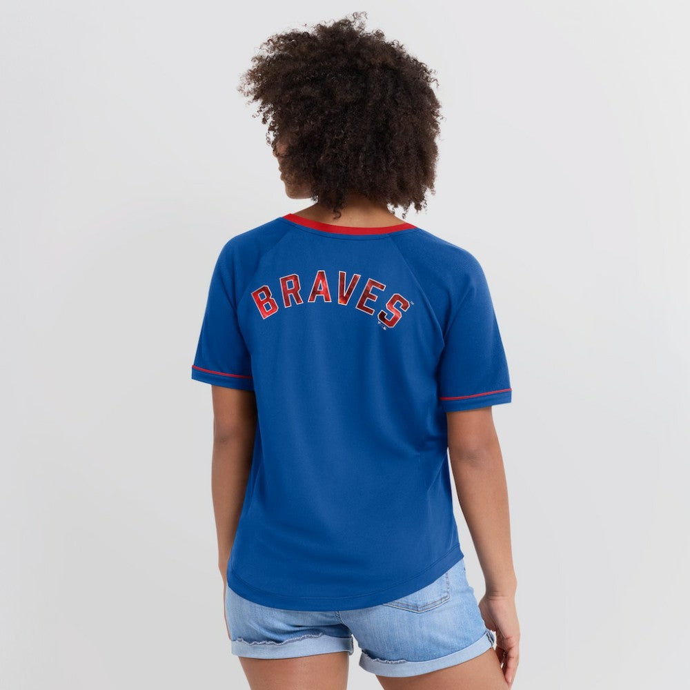 Atlanta Braves Fanatics Women's Cooperstown Collection League Diva Raglan V-Neck T-Shirt - MLB T-shirts