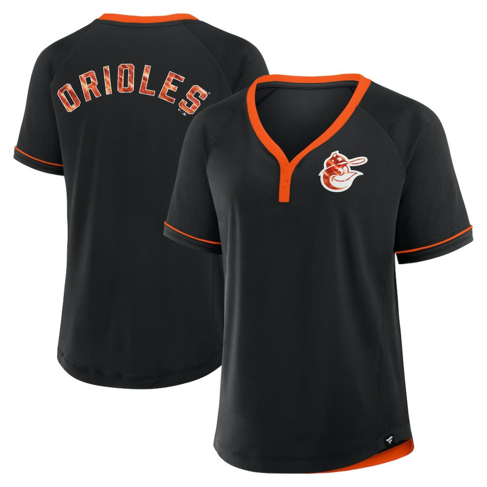 Baltimore Orioles Fanatics Women's Cooperstown Collection League Diva Raglan V-Neck T-Shirt - MLB T-shirts