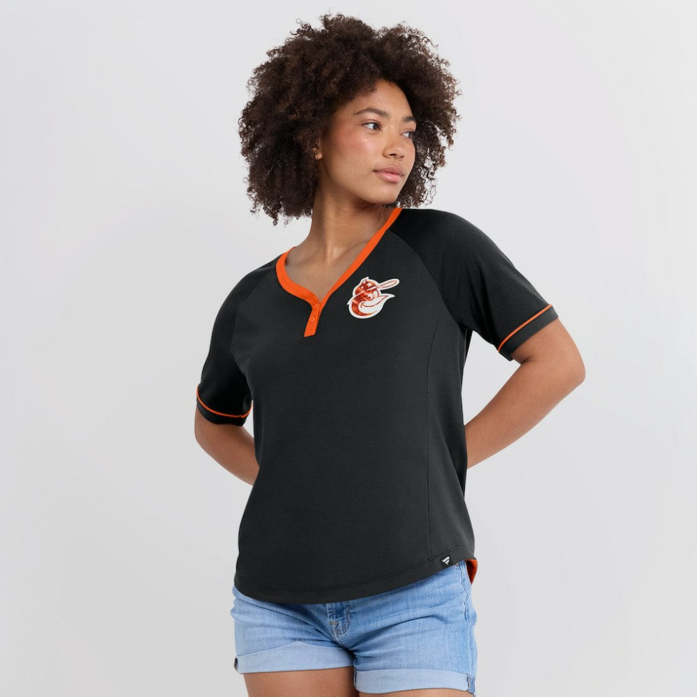 Baltimore Orioles Fanatics Women's Cooperstown Collection League Diva Raglan V-Neck T-Shirt - MLB T-shirts
