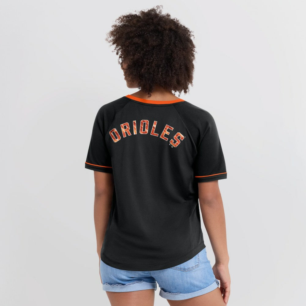 Baltimore Orioles Fanatics Women's Cooperstown Collection League Diva Raglan V-Neck T-Shirt - MLB T-shirts