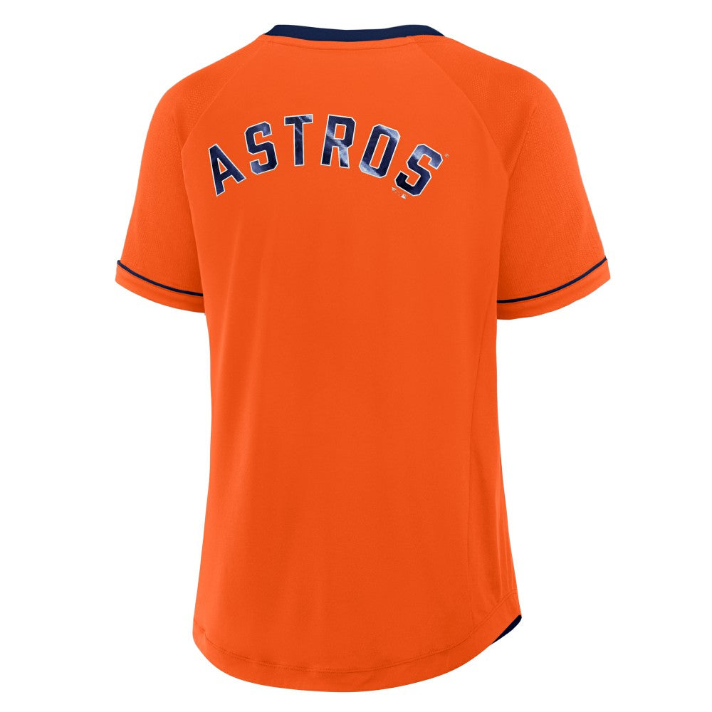 Houston Astros Fanatics Women's Cooperstown Collection League Diva Raglan V-Neck T-Shirt - MLB T-shirts